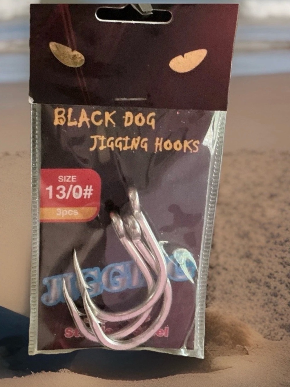 Black Dog Jigging Hooks in Silver Size 13/0# Pack of 3